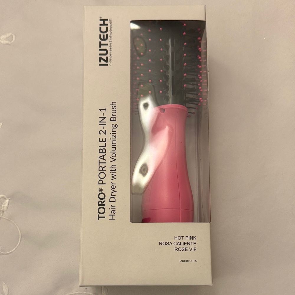 Toro Portable 2-in-1 Hair Dryer with Volumizing Brush - Hot Pink